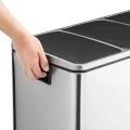 POTRÓJNY KOSZ NA ŚMIECI, DO SEGREGACJI, SREBRNY, 3 x 18L= 54L